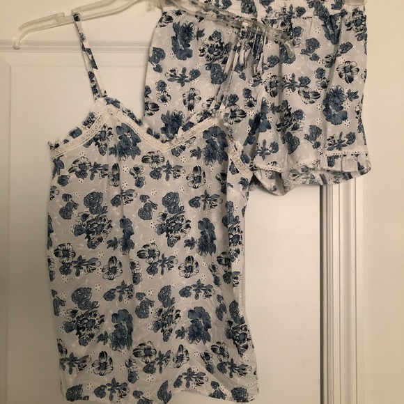 The Prairie Other - The Prairie Blue Floral Eyelet Cotton Camisole & Shorts Set